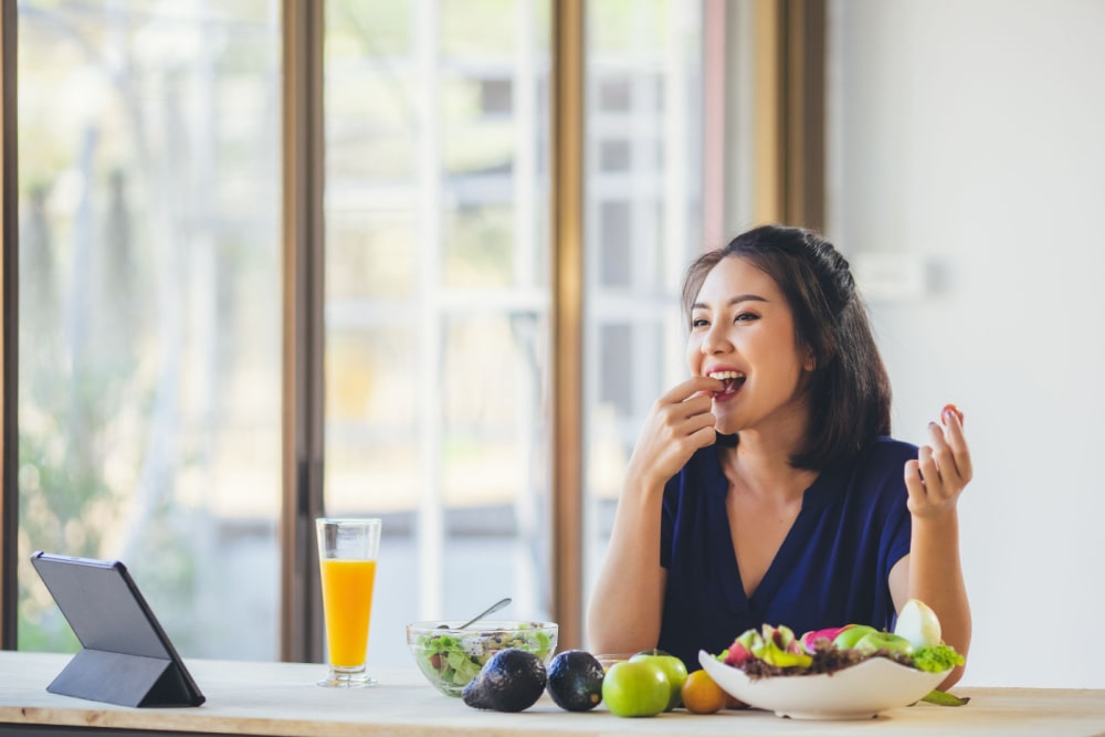 woman being careful of what she eats